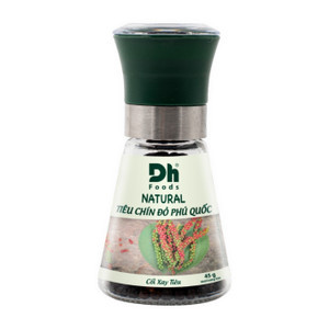 Tiêu chín đỏ Phú Quốc có cối xay DH Foods hũ 45g (1 Hũ)