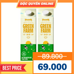 Combo sữa thanh trùng không đường Green Farm Vinamilk hộp 900ml (2 Hộp)