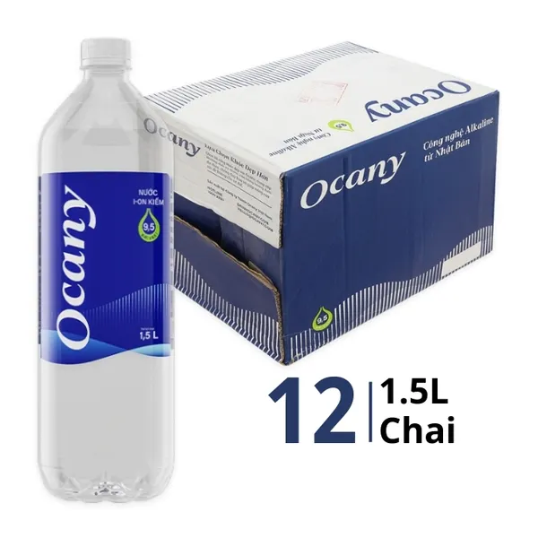Thùng 12 chai nước uống ion kiềm Ocany 1.5L