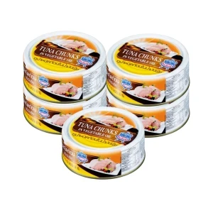 Combo 5 lon cá ngừ xắt khúc ngâm dầu thực vật Sea Crown 140g