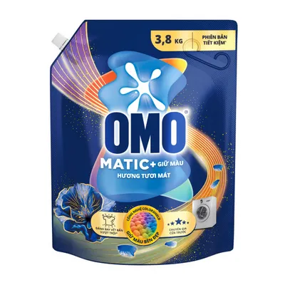 Nước giặt cửa trước giữ màu bền đẹp Omo túi 3.8kg