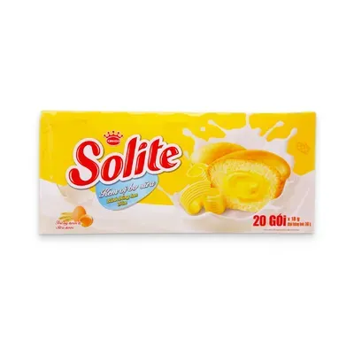 Bánh bông lan cuộn vị bơ sữa Solite hộp 18g x 20 cái