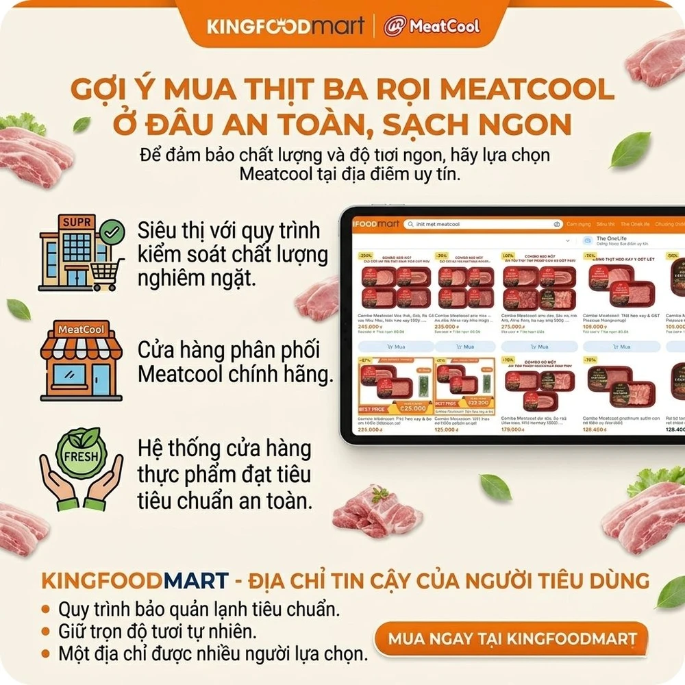 Mẹo chọn thịt ba rọi Meatcool tươi ngon