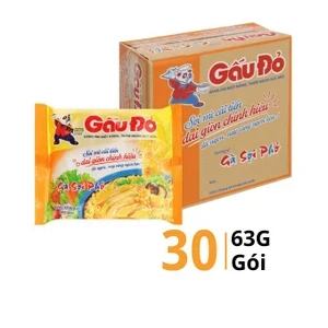 Thùng 30 gói mì gà sợi phở Gấu Đỏ 63g