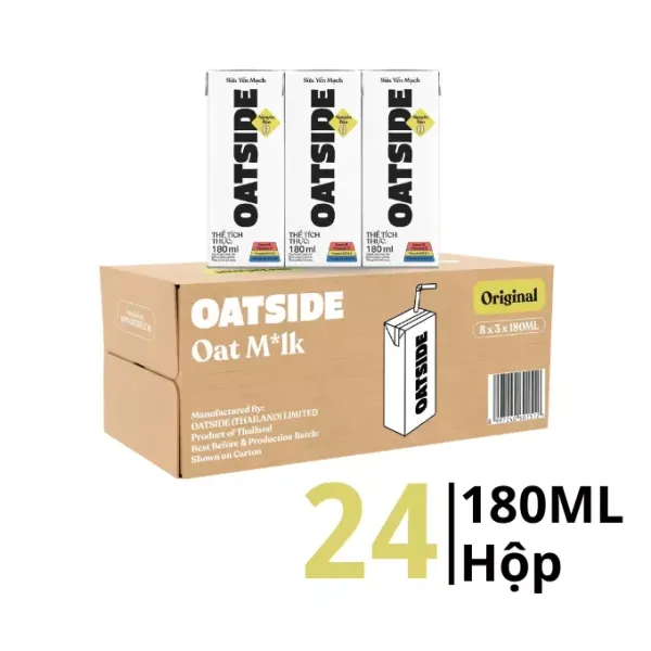 Thùng 24 hộp sữa yến mạch Oatside vị nguyên bản 180ml