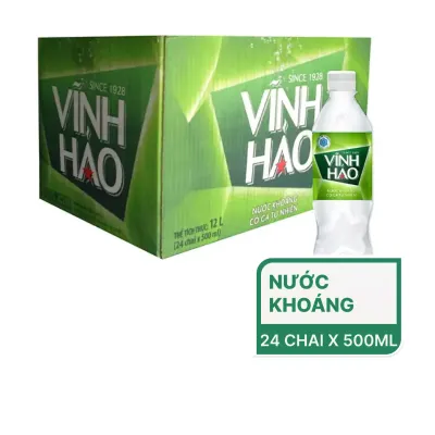 Thùng 24 chai nước khoáng có ga tự nhiên Vĩnh Hảo 500ml
