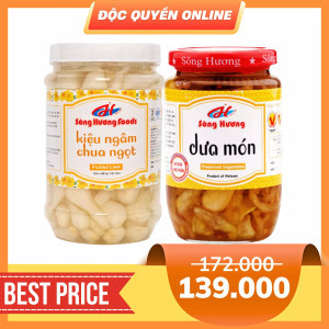 Combo dưa kiệu Tết: kiệu ngâm chua ngọt 500g và dưa món 500g