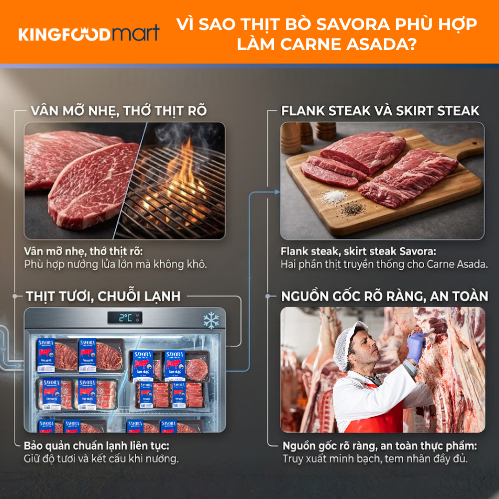 Mua thịt bò Savora chất lượng tại Kingfoodmart để làm món Tacos bò tuyệt hảo.