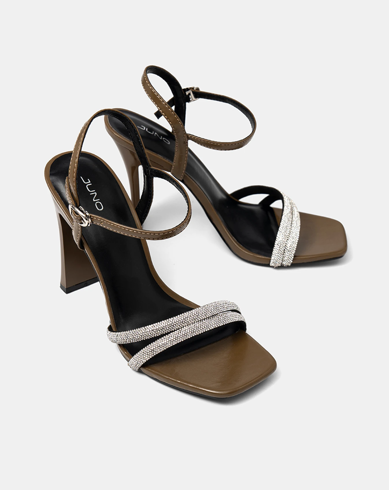 Giày Sandal Cao Gót Phối Hai Quai Đá Trang Trí - Image 7