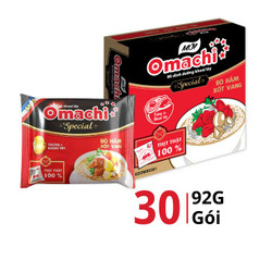 Thùng mì special bò hầm xốt vang Omachi gói 92g (30 Gói)