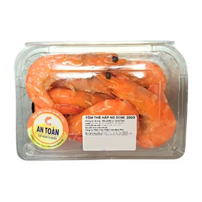 Tôm thẻ hấp nguyên con 31/40 hộp 200g