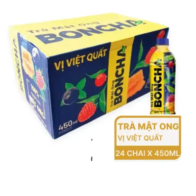Thùng 24 chai trà mật ong Boncha vị việt quất 450ml