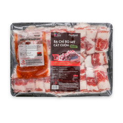 Ba chỉ bò Mỹ cắt cuộn Orifood gói 500g (kèm sốt chấm Sukiyaki 40g)