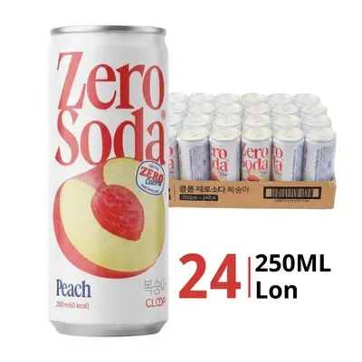 Thùng 24 lon soda Zero Cloop vị đào 250ml