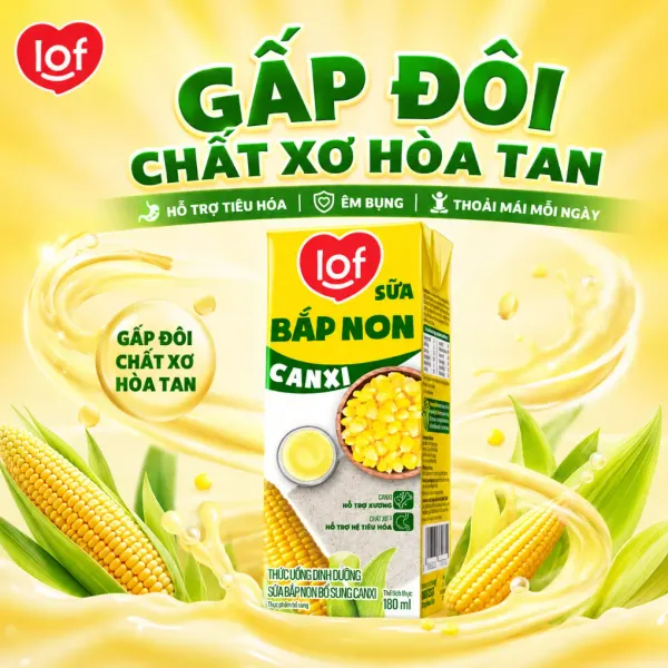 Lốc 4 hộp sữa bắp non canxi Lof 180ml
