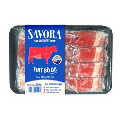 Nạm bò Úc đông lạnh cắt cuộn Savora khay 200g