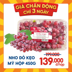 Nho đỏ kẹo Mỹ  hộp 450g (1 Hộp)