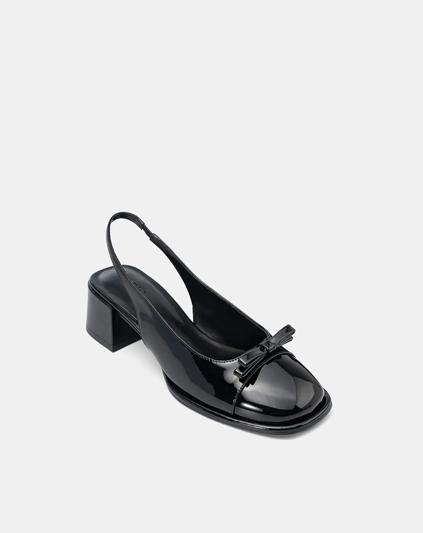 Giày Cao Gót Slingback Mũi Tròn Phối Nơ Pu - Image 6