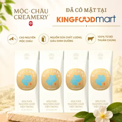 Lốc 4 hộp sữa tươi tiệt trùng Mộc Châu Creamery nguyên chất 180ml