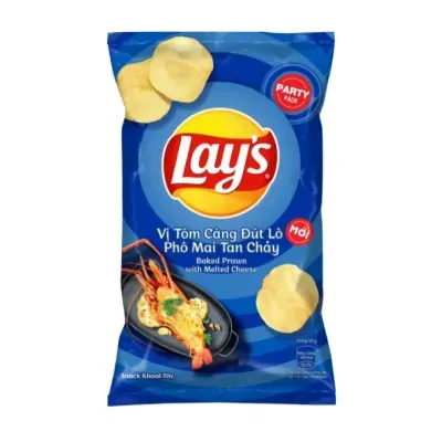 Snack khoai tây vị tôm càng đút lò phô mai tan chảy Lay's gói 90g