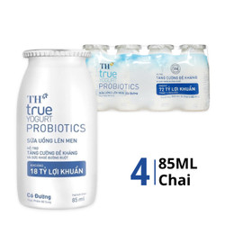 Lốc sữa chua uống có đường TH True Milk chai 85 ml (4 Chai)