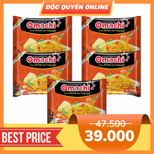 Combo 5 Mì khoai tây dinh dưỡng trộn tôm phô mai trứng muối Omachi gói 92g (5 Gói)