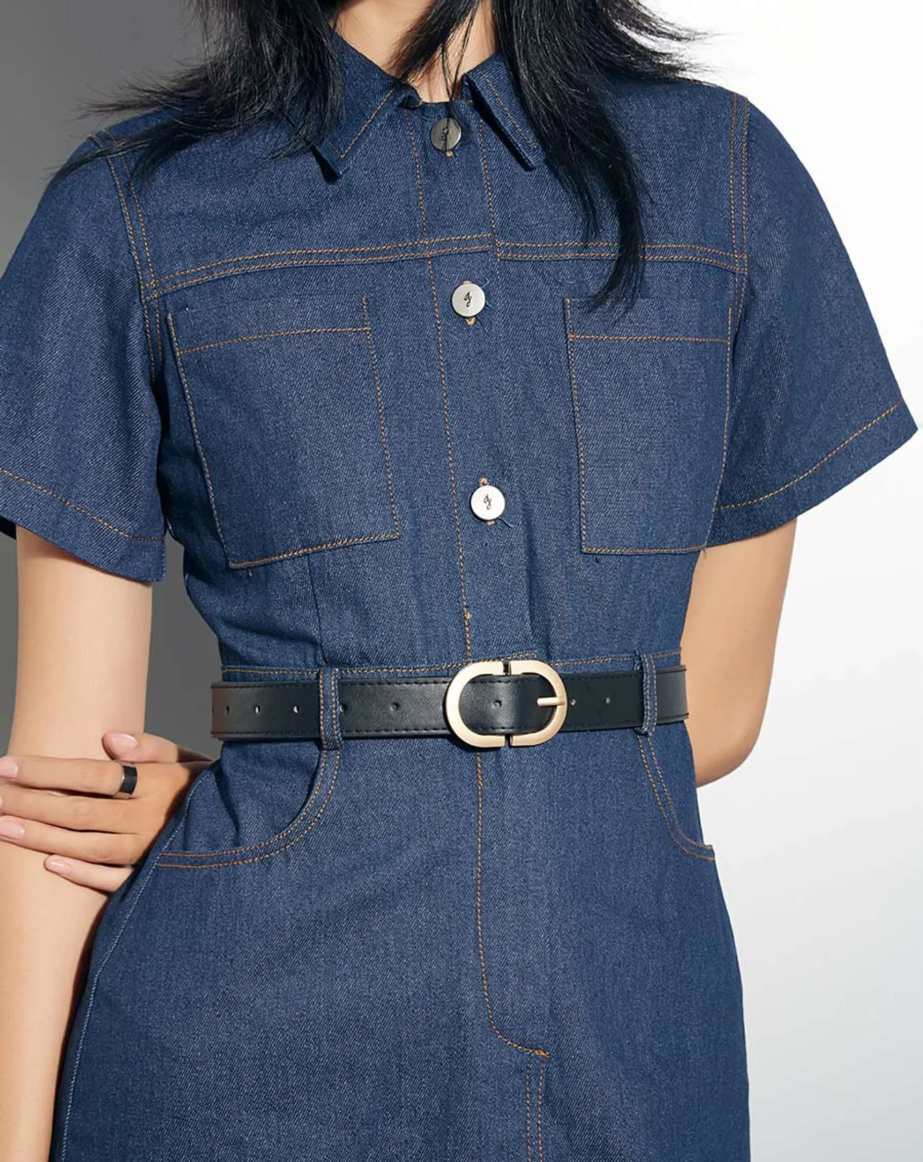 Đầm mini tay ngắn nút J - Image 6