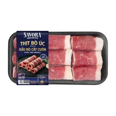 Gầu bò Savora Úc cắt cuộn đông lạnh khay 200g