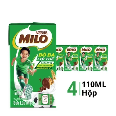 Lốc 4 hộp giấy sữa nước Milo 110ml