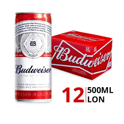 Thùng 12 lon bia Budweiser 5% 500ml