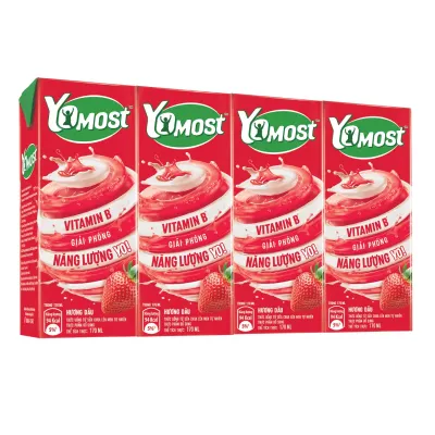 Lốc 4 hộp sữa chua uống Yomost vị dâu 170ml