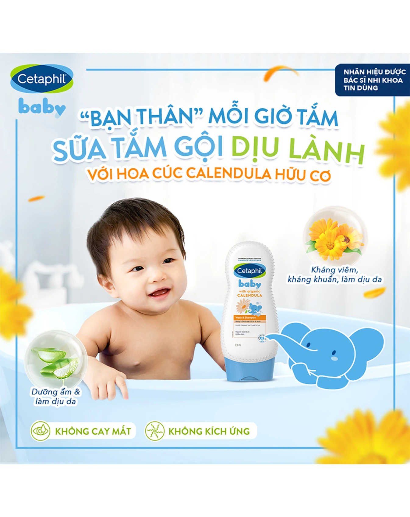Sữa Tắm Gội Cetaphil Dịu Lành Cho Bé Tinh Chất Hoa Cúc230ml ST008 - Image 2
