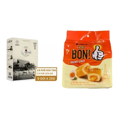 Combo Cà phê hòa tan sữa đá Legend Trung Nguyênói x + Bánh ăn sáng kem trứng Lava C'est Boncái x