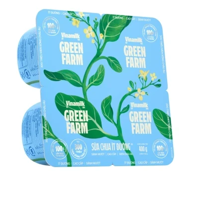 Lốc 4 hộp sữa chua ăn Vinamilk Green Farm ít đường 100g