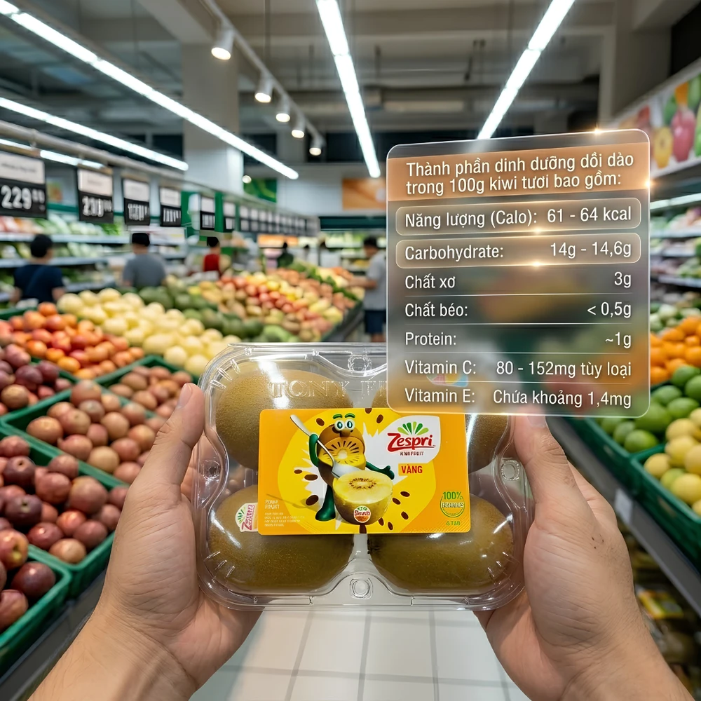 Thành phần dinh dưỡng quả kiwi bao gồm vitamin C, kali, chất xơ và giá trị dinh dưỡng kiwi Zespri.