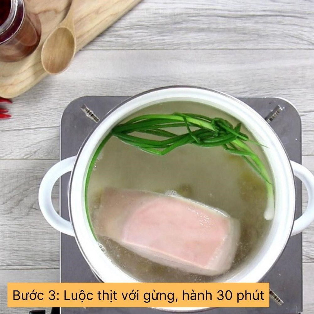 luộc thịt với gừng hành, 30 phút