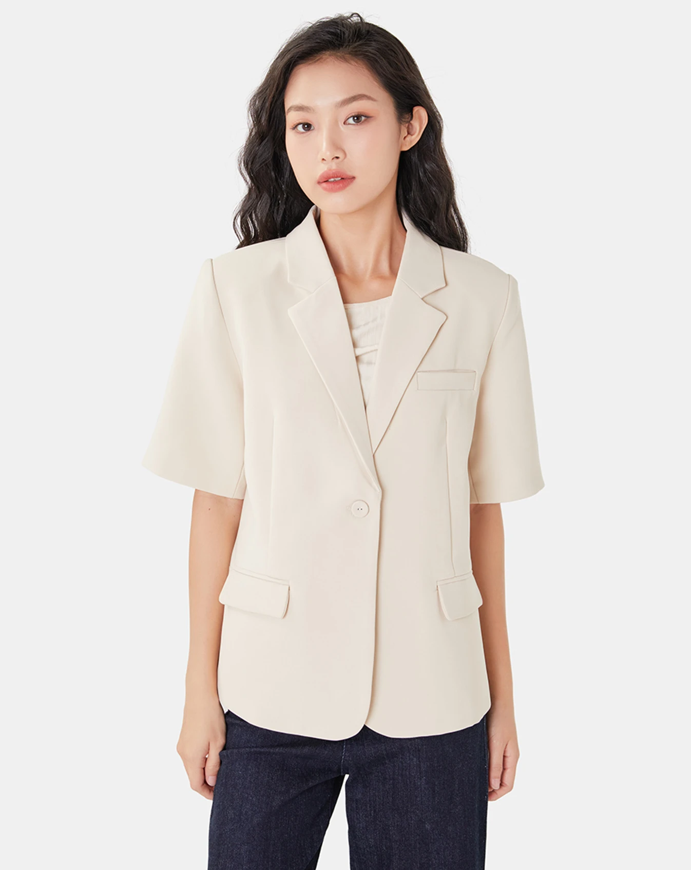 Áo blazer tay ngắn form rộng - Image 3