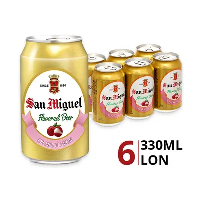 Lốc 6 lon bia trái cây San Miguel vị vải 3% 330ml