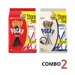 Combo Pocky - 2 gói bánh que phủ kem socola và cookie cream