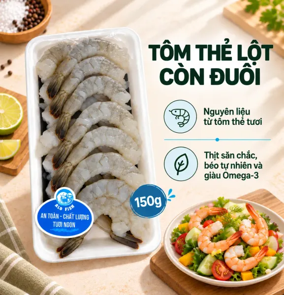 Tôm thẻ lột còn đuôi Alo Fish vỉ 150g