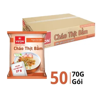 Thùng 50 gói cháo thịt bằm Vifon có thịt thật 70g
