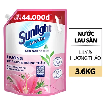Nước lau sàn tinh dầu thảo mộc lily & hương thảo Sunlight túi 3.6kg