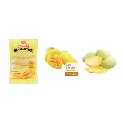 Combo Bánh mì tươi đông lạnh O'Smiles gói 350g (5x70g) + Xoài cát chu vàng 1Kg + Xoài tứ quý 1Kg