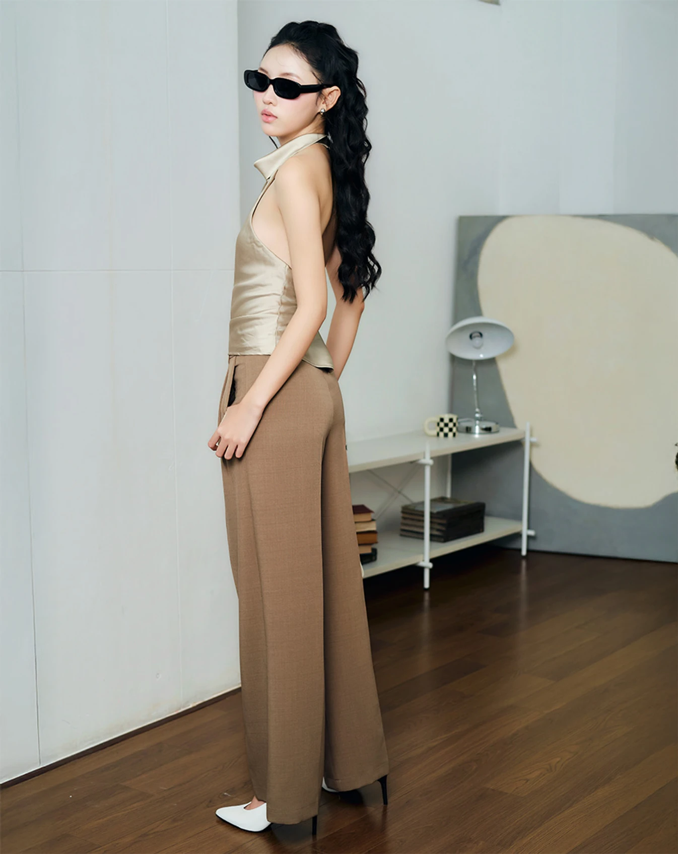 Quần tây ống suông xếp ly vải mềm - Image 3
