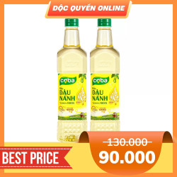 Combo dầu đậu nành tự nhiên Coba chai 1L (2 Chai)