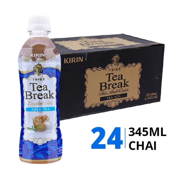 Thùng 24 chai trà sữa tea break Anh Quốc Kirin 345ml
