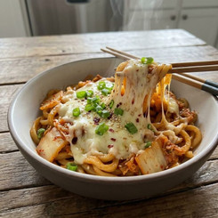 Mì Udon Xào Kim Chi Phô Mai Nóng Hổi Cho Bữa Tối Nhanh Gọn