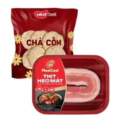 Combo topping bún đậu: chả cốm Meatdeli 300g và ba rọi heo Meatcool 400g