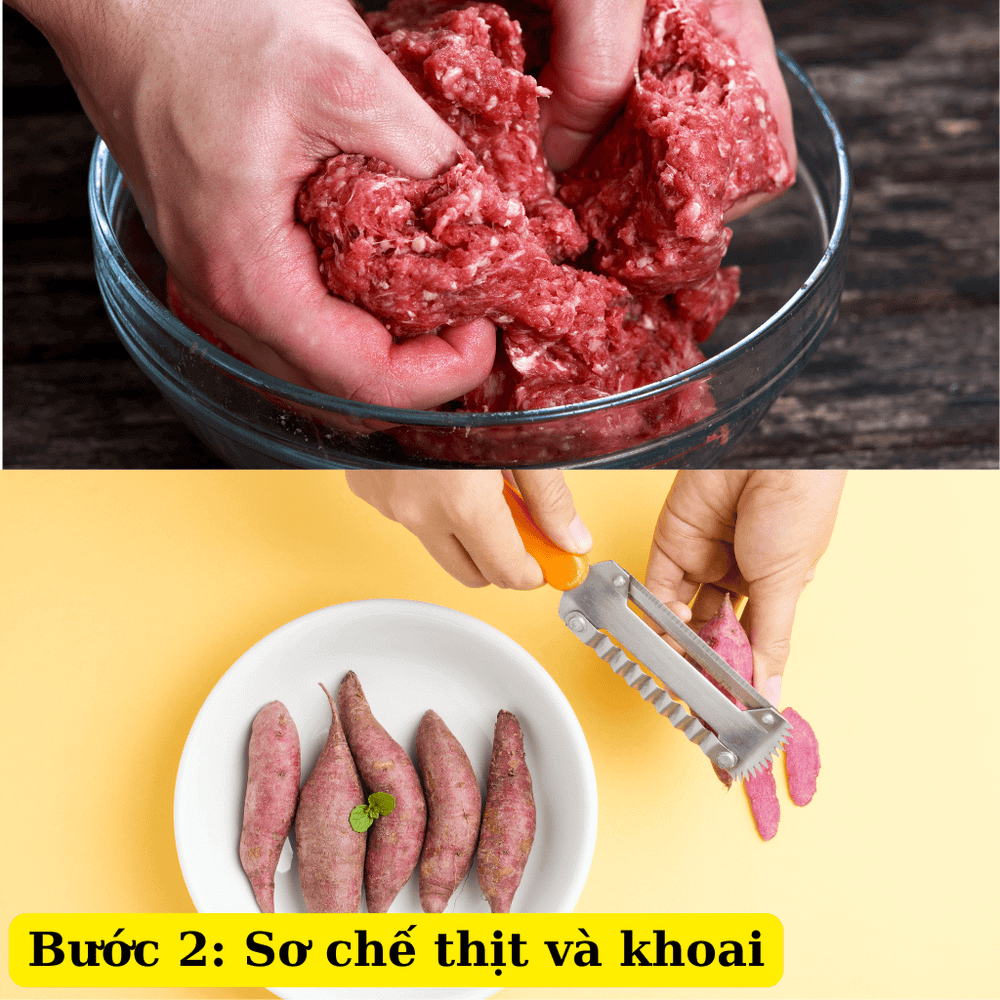 Sơ chế nguyên liệu và ướp thịt