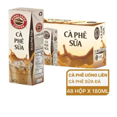Thùng 48 hộp cà phê sữa đá Highlands Coffee 180ml